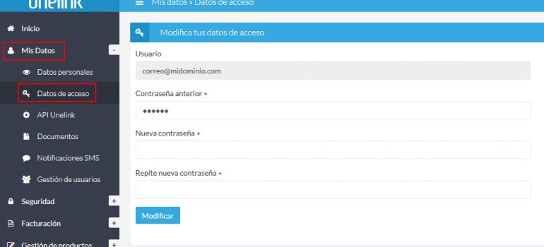 Cambia la contraseña de acceso a tu Extranet de Cliente