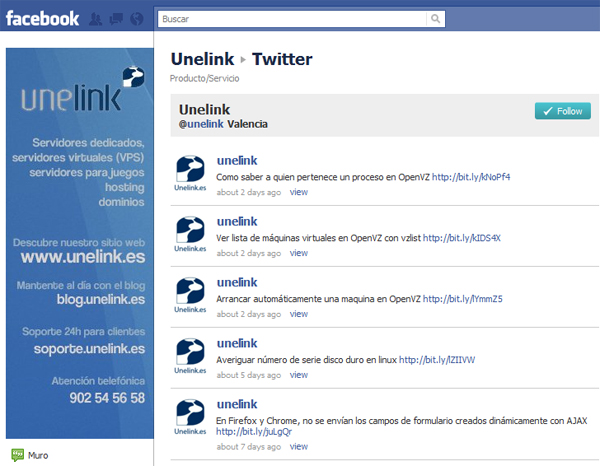 Unelink ya está en facebook!