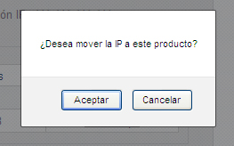 Confirmación mover IP Confirmación mover IP