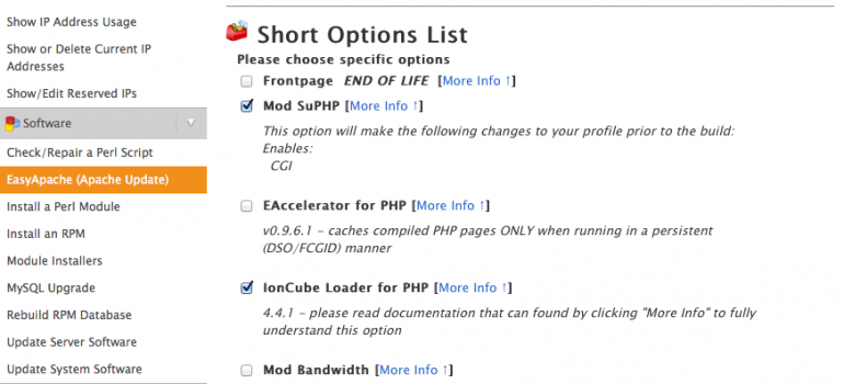 Añadir módulos de Apache con EasyApache 3 desde el WHM/CPanel en servidores de Unelink