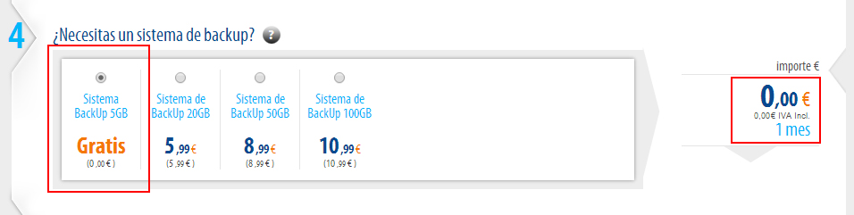 Backup gratuito con la contratación de un nuevo servidor dedicado