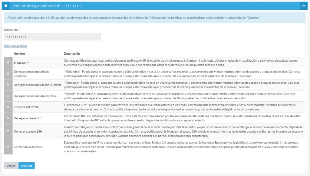 Políticas de seguridad