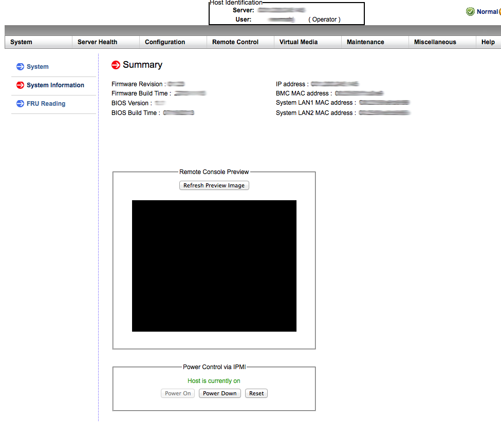 Pantalla principal KVM Pantalla principal KVM