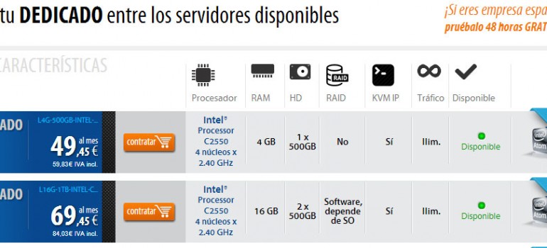 Nuevos servidores dedicados: L4G-500GB-INTEL-C2550 y L16G-1TB-INTEL-C2550