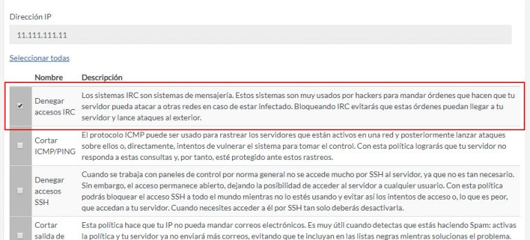 Denegar accesos IRC