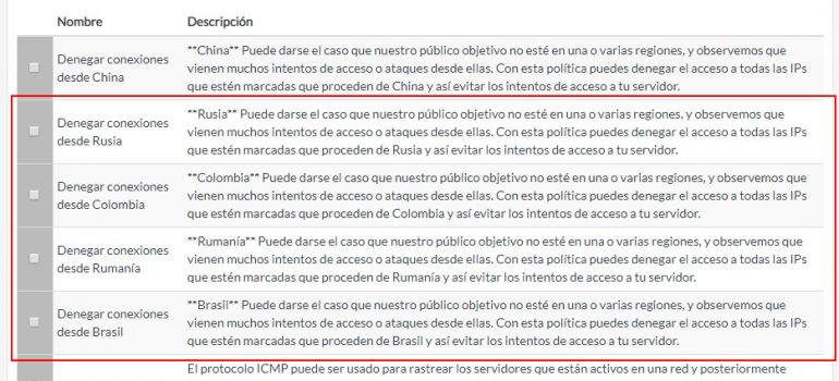 Añadidos más módulos de seguridad por países