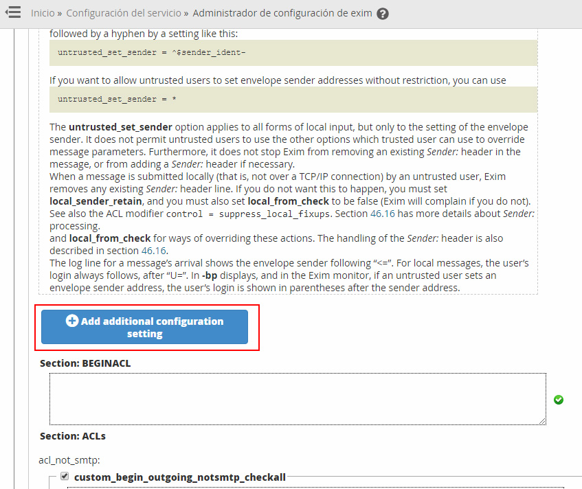 Add additional configuration setting