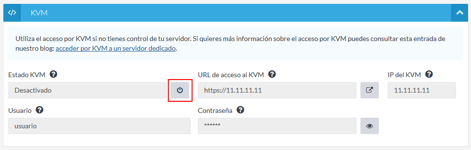 Activar KVM de un servidor dedicado