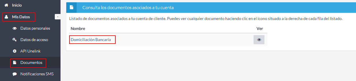 Consulta los documentos asociados a tu cuenta de cliente