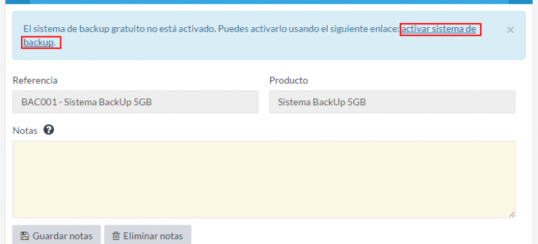 Activar sistema de backup gratuito