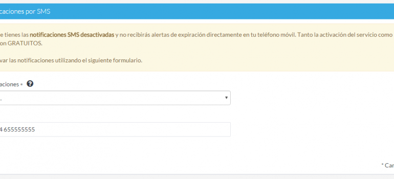 Nuevo módulo de avisos por SMS