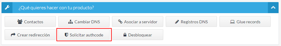 Cómo solicitar el authcode de un dominio