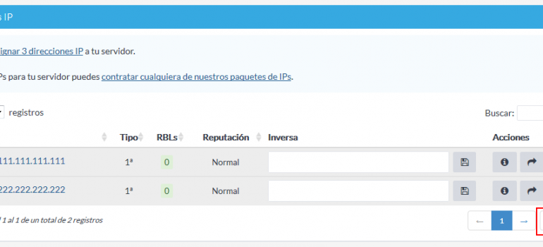 Nueva gestión de direcciones IP
