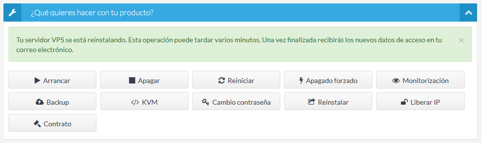 VPS reinstalándose