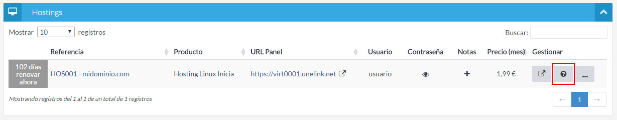 Listado de productos