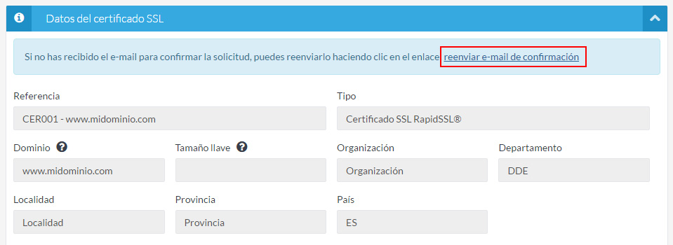 Reenviar email de confirmación