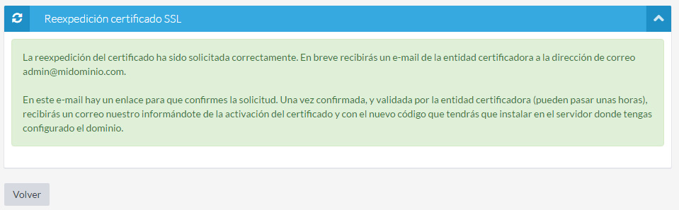 Reexpedición iniciada