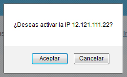 Confirmar activación IP