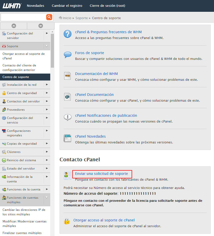 Enviar solicitud de soporte