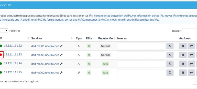 Activa o desactiva una dirección IP