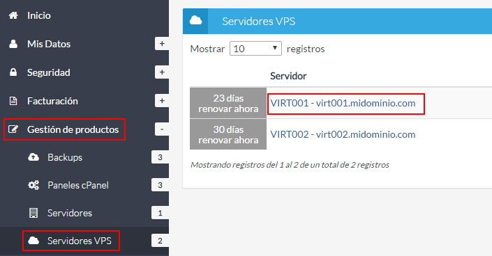 Listado VPS