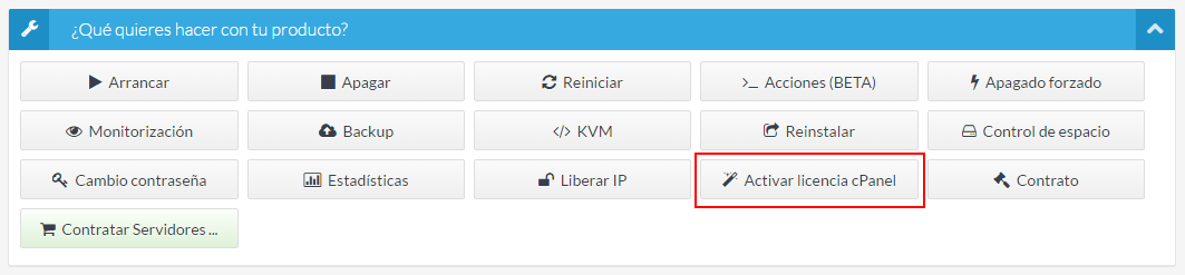 Activar la licencia cPanel de un servidor VPS