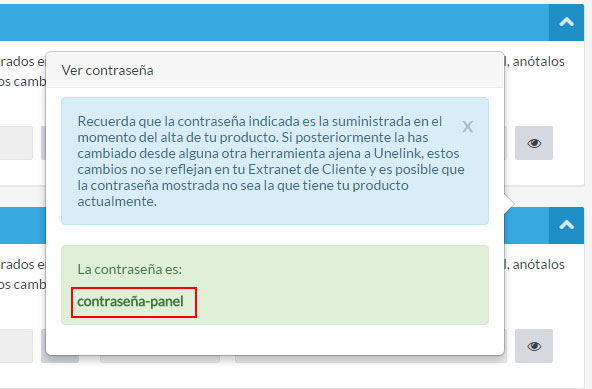 Contraseña panel cPanel