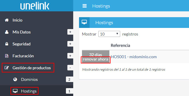Listado de productos