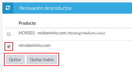 Renovación de productos desde la Extranet de cliente