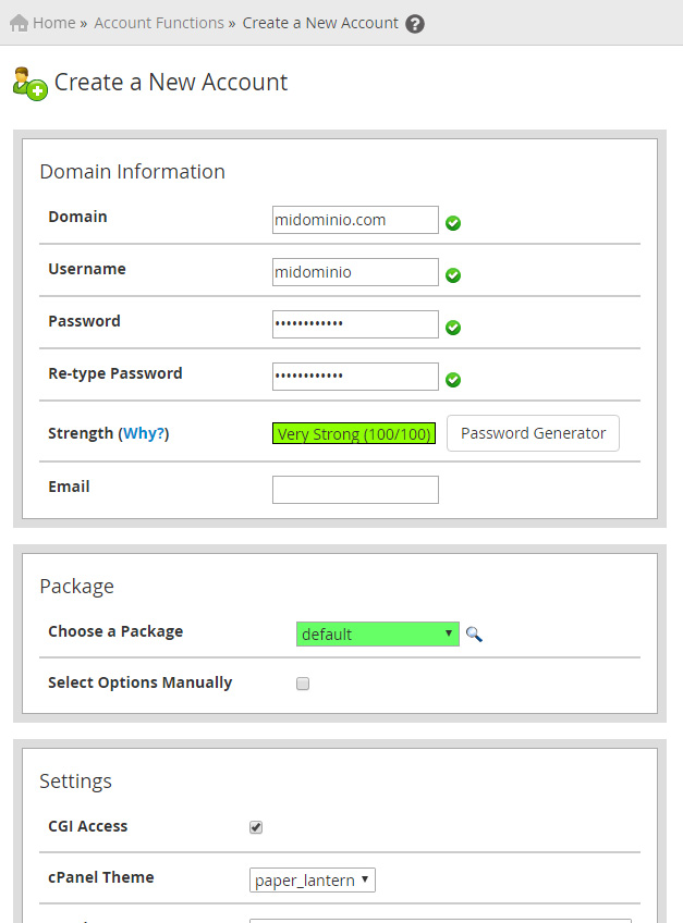 Cómo crear un dominio en cPanel