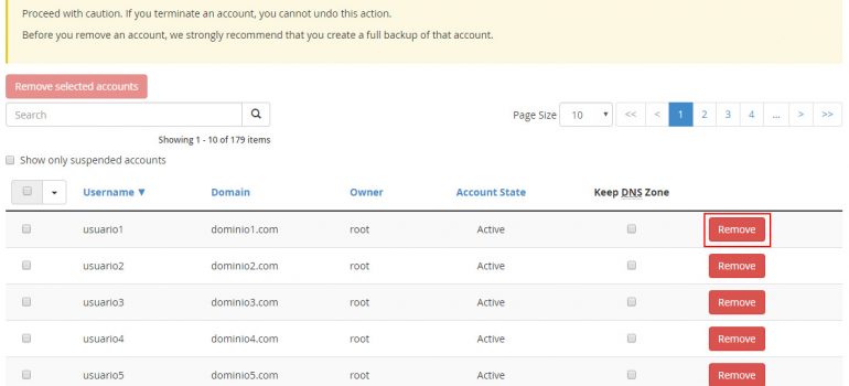 Cómo eliminar un dominio en cPanel