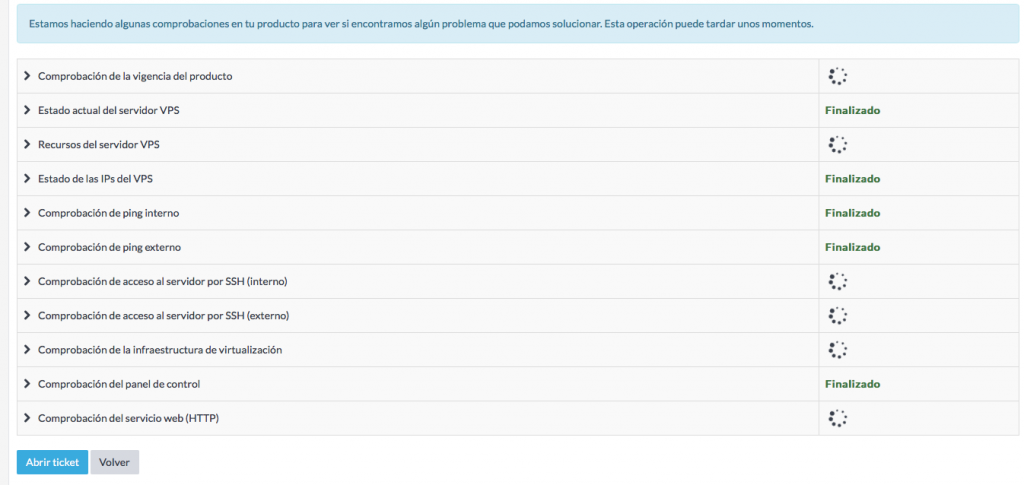 Comprobaciones del Sistema de Soporte