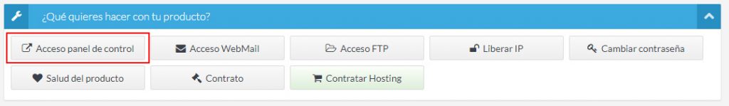 Acceso al panel de control