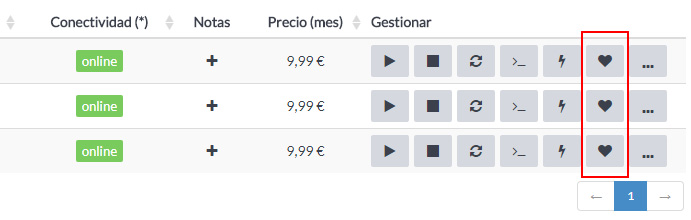 Botones para comprobar la salud