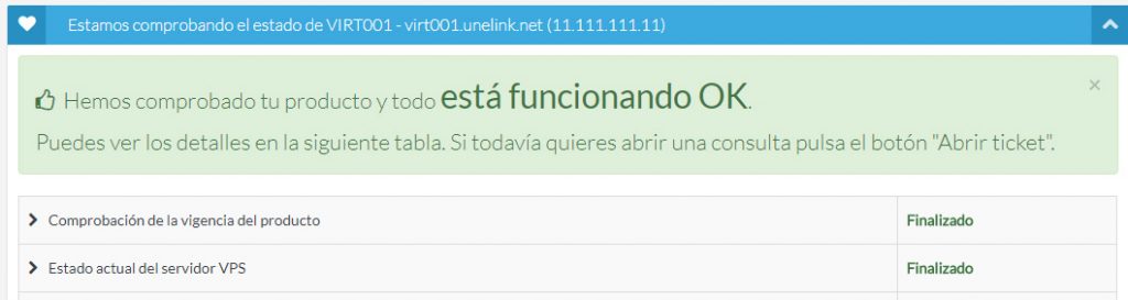 Comprobación finalizada
