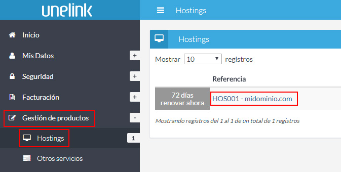 Listado de Hostings