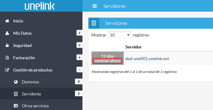 Listado de productos