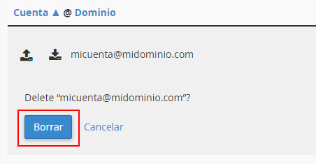 Borrar cuentas de correo en cPanel