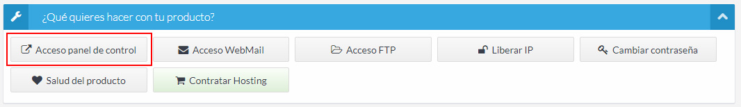 Acceso al panel de control
