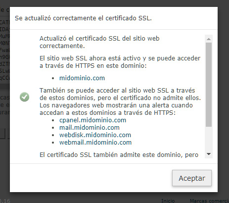 Actualizar un certificado SSL en cPanel