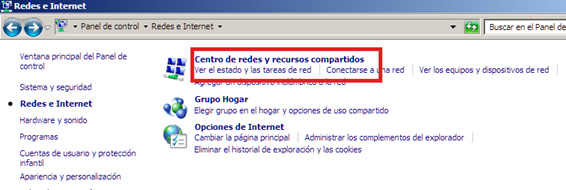 Centro de redes y recursos compartidos