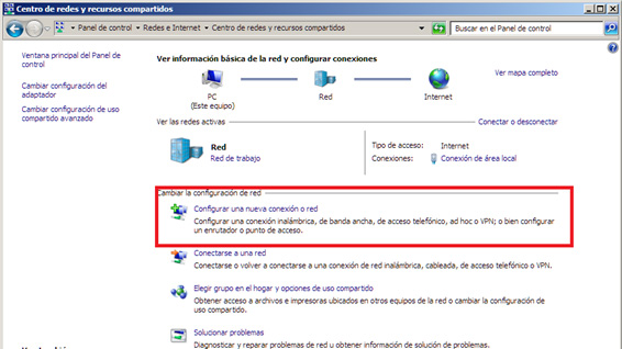 Configurar nueva conexión o red