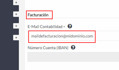 Añade un correo electrónico de facturación en tu Extranet de Cliente