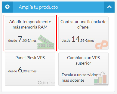 Amplía temporalmente la memoria RAM de tu servidor VPS desde la Extranet de Cliente