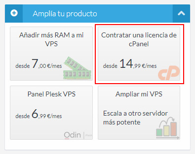 Contratar una licencia cPanel para un servidor