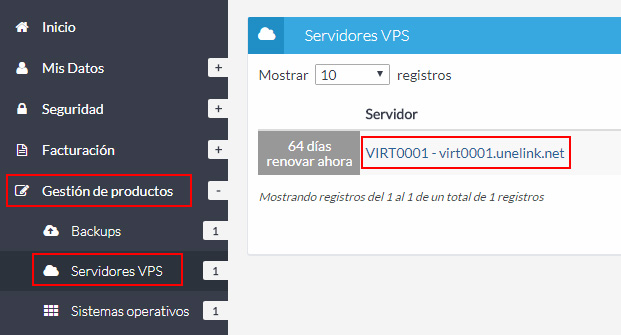 Listado Servidores VPS