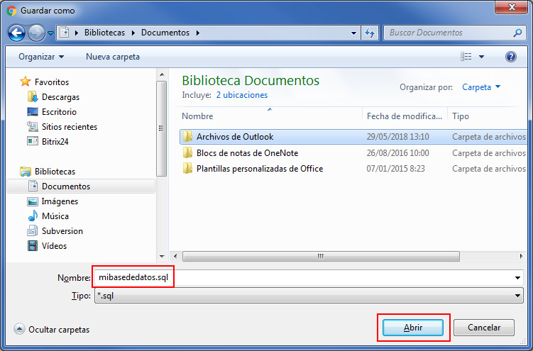 Guardar exportación