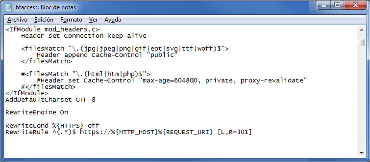 Redirigir http a https con .htaccess