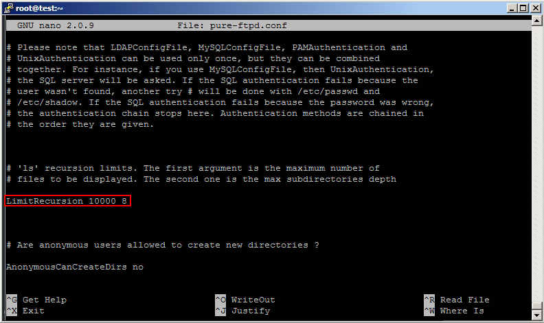 Editar configuración FTP