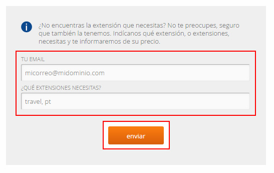 ¿No encuentras la extensión de dominio que necesitas? Pídenosla